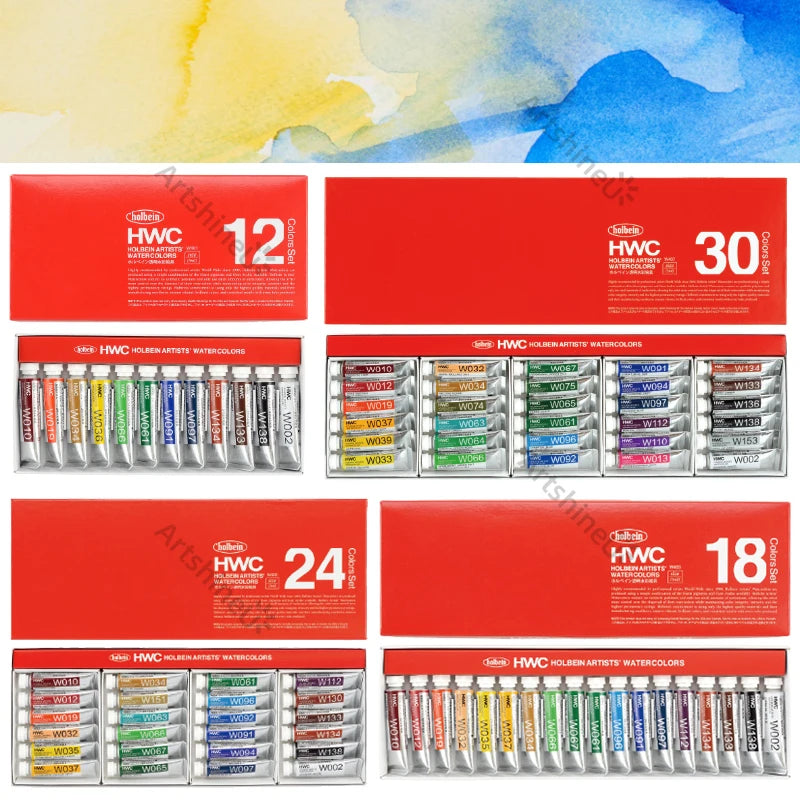 Japanese Holbein 5ML 12/18/24 Colors Watercolor Paint Set for Artists –  AOOKMIYA
