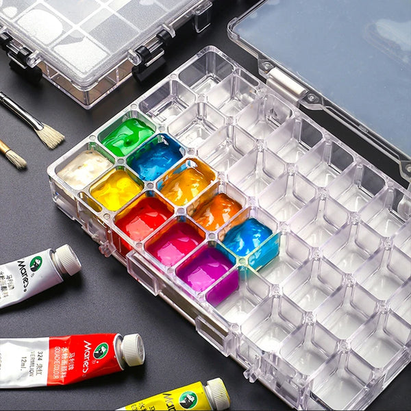 AOOKMIYA  1pc Watercolor Paints Moisturizing Box 36 Grids Empty Palette Painting Supplies Artist Drawing Leak Proof Pigment Storage Box