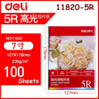 20/100Sheets/Bag Deli A4 A3 Glossy photo paper 6" 4R(102x152mm) 7" 5R(127x178mm) 200g 230g color ink jet Printer Photo paper