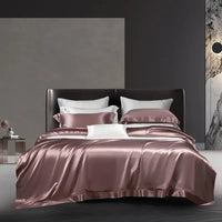 25 Momme Mulberry Silk Premium luxury Bedding Set Nature Soft Solid Duvet Cover Double Queen King 4PCS Modern Home Bed Sheet