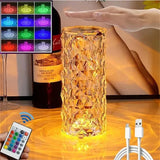 3/16 Colors Crystal Rose Table Lamp LED Rose Light Decoration Remote Control Romantic Diamond Atmosphere Light USB Night Light