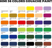 HIMI Gouache Paint Set, 36 Colors x 12ml Twin Jelly Cup Design with 3 Paint Brushes and a Palette in a Carrying Case Perfect for Artists, Students, Gouache Opaque Watercolor Painting