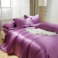 6A 22 Momme 100% Mulberry Silk Bedding Set with Duvet Cover Bed Sheet Pillowcase Luxury Couple Bedsheet King Queen Twin Size