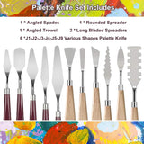 Palette Knife Set, 11 Pieces Stainless Steel Spatula Palette Knives Painting Accessories Art Supplies for Oil Acrylic Canvas Painting Color Mixing Thick Paint Applications, Red (11 Pcs)