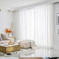 Asazal Solid White Tulle Luxurious Chiffon Sheer Window Curtains For Living Room Modern Voile Organza Drapes Bedroom Decoration