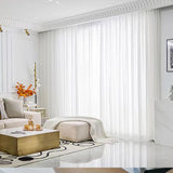 Asazal Solid White Tulle Luxurious Chiffon Sheer Window Curtains For Living Room Modern Voile Organza Drapes Bedroom Decoration