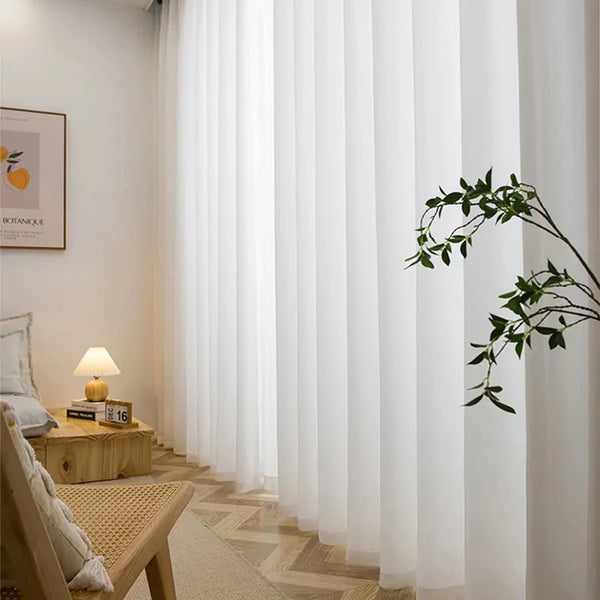 Asazal White Tulle High Quality Thick Yarn Luxury Chiffon Window Curtains For Bedroom Villa Opaque Drapes Living Room Decoration