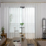 Asazal White Tulle Sheer Bay Window Gauze Curtains For Living Room Balcony Custom Size Modern Voile Drapes Bedroom Decoration