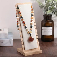 AOOKMIYA Bamboo Necklace Jewelry Display Stand Wooden Easel Jewelry Showcase Rack for Earrings Pendants Bracelets Chain Hanging Organizer