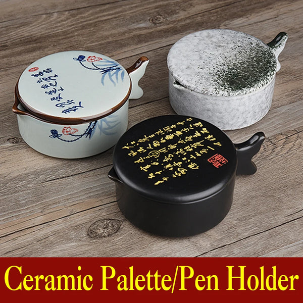 AOOKMIYA Chinese Ceramic Palette Pen holder Ink plate Painting Calligraphy Supplies Acrylic paint Palette mix the colours Art Set