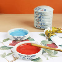 AOOKMIYA Cover Palette Chinese Disc Disc With Jingdezhen Calligraphy Tools Pigment Ceramic Painting Palette Five-layer Painting Ink