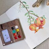 AOOKMIYA  Creative Portable Wooden Handmade Watercolor Paint Box Empty Box Mini Black Walnut Acrylic Paint Palette Painting Supplies