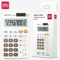 DELI Portable Calculator for Home Office Financial Accounting Calculators Solar Battery Power Calculating Machine Stationery