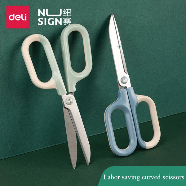 Deli Metal Scissors Multifunction Kawaii Curved Cutting Larger Children Scissors For Paper Stationeri Cute School Art Supplies
