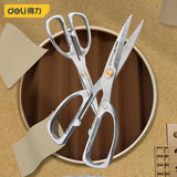 Deli Multifunction Scissor Industrial Stainles Steel Professional Kitchen Scissors Sewing Tailor Scissor Food Cloth Cutting Tool