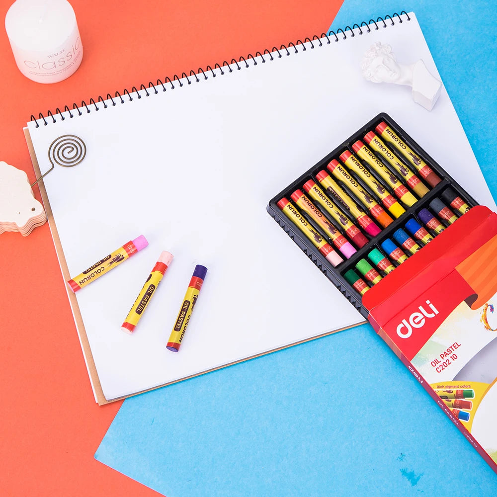 Deli Oil Pastel 12/18/24 Color School Crayons Creative Cartoon Round S –  AOOKMIYA