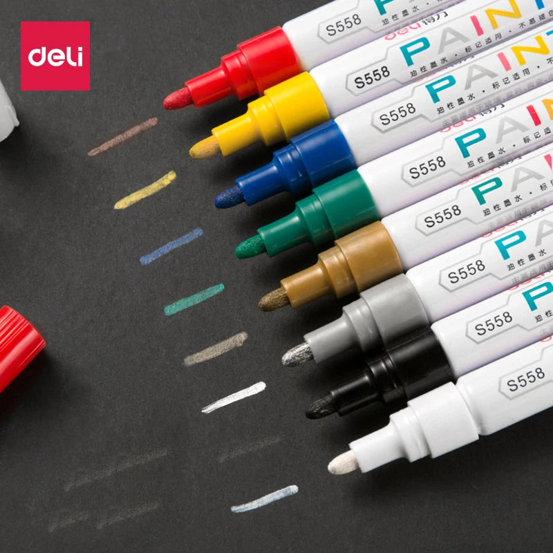 Deli Plumones Waterproof Posca Markers Pen Permanent Color Paint Oily –  AOOKMIYA
