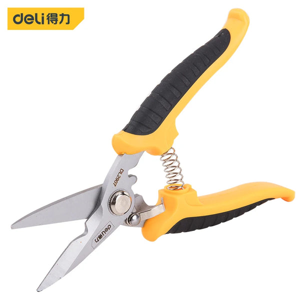 Deli Tools Multifunction Electronic Scissors Stainless Steel Material Rubberized Non Slip Handle Electrician Repair Hand Tool