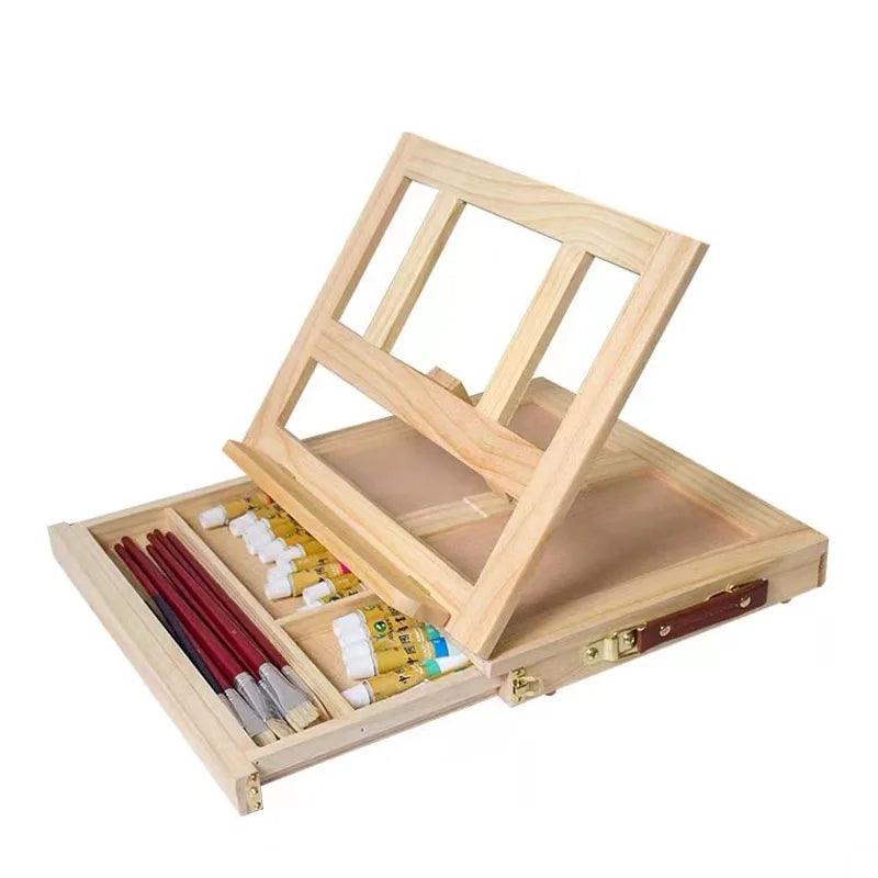 AOOKMIYA Artist Wooden Easel for Painting with Drawer Table Box Portab