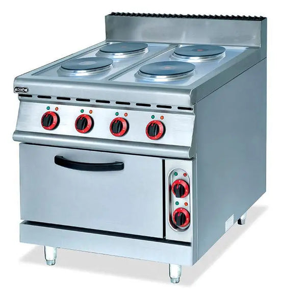 Eletric 4 hot plates stainless steel cooktop with cabinet bbq oven food cooking equipment free standing