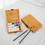 AOOKMIYA  Empty Bamboo Paint Palette with Lid Art Palette for Painters Students Studio 24 Grids