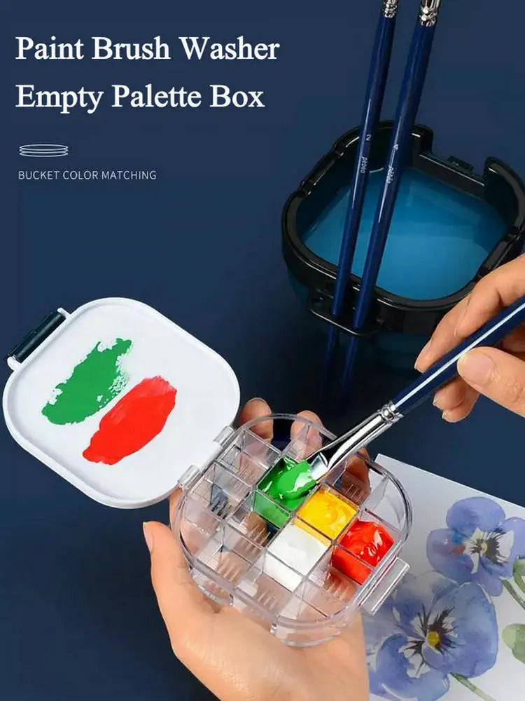 New Portable Paint Brush Cleaner Multifunction Paint Brush Washer Box  Acrylic Easy Cleaning Brush Holder Color Palette Art Set