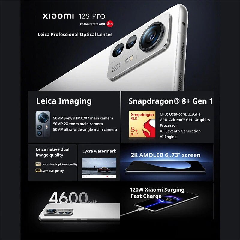 New Xiaomi 12S Ultra Smartphone MIUI 13 Snapdragon 8+ Gen 1 Octa Core Global  ROM