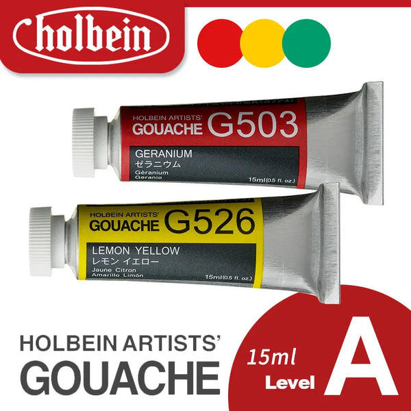 Holbein Artist Opaque Watercolor Paint 15ml Grade A/Red Yellow Green Series 503~564 Professional Gouache Paint