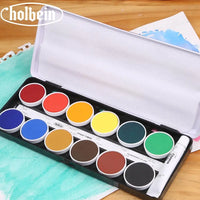 Holbein Artists Level 24/12 Color Senior Solid Watercolor Paints High Concentrations Pigment Portable Sketch Set
