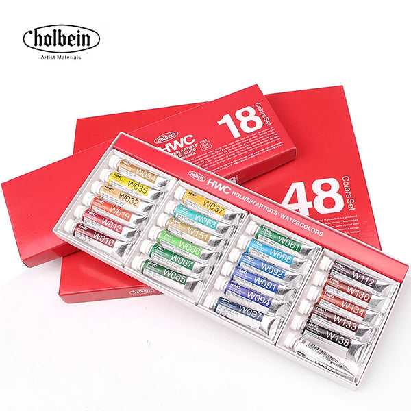 Holbein HWC W401 Artist Transparent Watercolor Paint Sets 12/18/24/30/48/60/108 Colors 5ml Tubes Professional Drawing Supplies