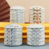 AOOKMIYA Jingdezhen Ceramic Palette with Cover Five-layer Chinese Painting Pigment Disc Calligraphy Ink Disc Palette Painting Tools