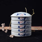 AOOKMIYA Jingdezhen Ceramic Palette with Cover Five-layer Chinese Painting Pigment Disc Calligraphy Ink Disc Palette Painting Tools