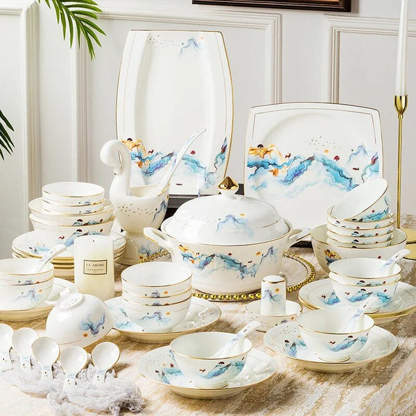 AOOKMIYA Jingdezhen fashionable new tableware set, porcelain set and domestic gift plate