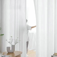LISM White Tulle Curtains for Living Room Bedroom Decoration Modern Chiffon Solid Sheer Voile Kitchen Curtain Fabric Drapes
