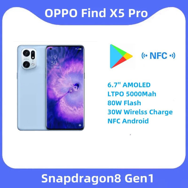 New Arrival OPPO Find X5 Pro 5G Cell Phone Snapdragon8 Gen1 6.7'' AMOLED LTPO 5000Mah 80W Flash 30W Wirelss Charge NFC Android
