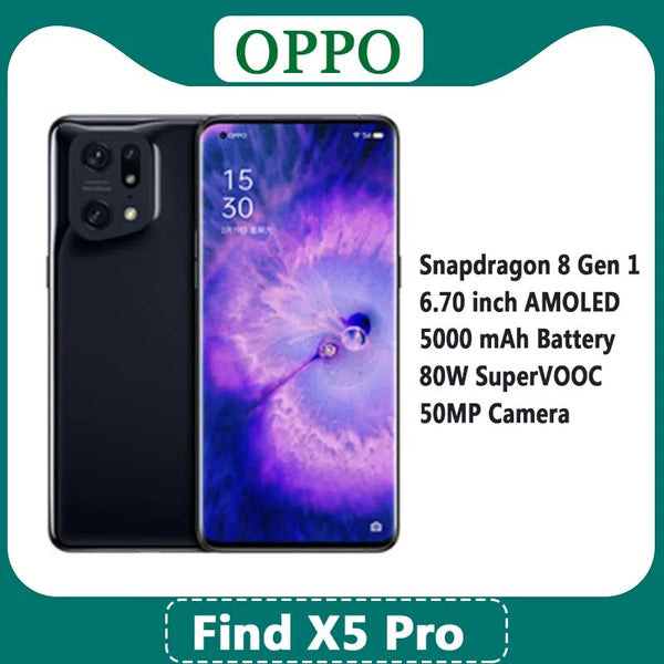 Original OPPO find X5 Pro 5G Snapdragon 8 Gen1 Octa Google play mobile Phone flash charger 12GB ROM 256GB RAM telephone