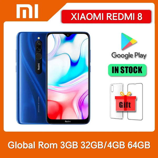 Original Xiaomi Redmi 8 3GB+32GB 4GB+64GB Smartphone Dual SIM 6.22'' 12MP+2MP+8MP Snapdragon 439 Octa-Core 4G LTE Mobile Phone