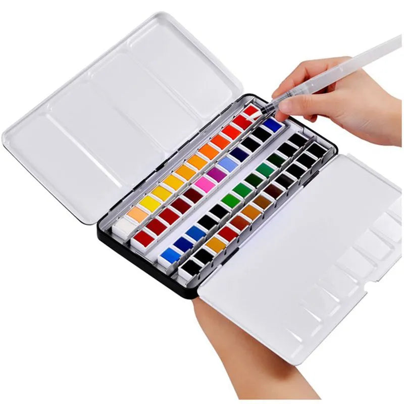 MONGYO 12/24/48 color solid watercolor paint set portable metal box w –  AOOKMIYA