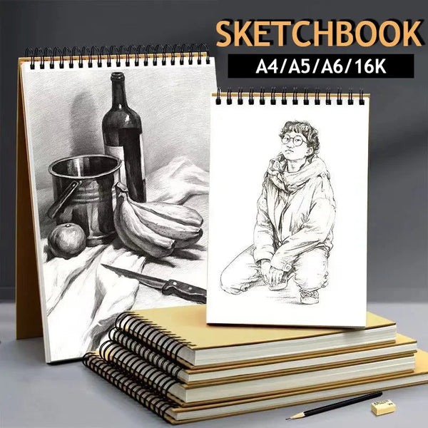 Professional Aquarela Sketchbook, papel grosso, lápis espiral, Livro de desenho, Guache Art Supplies, 160GSM, A6, A5, 16K, A4