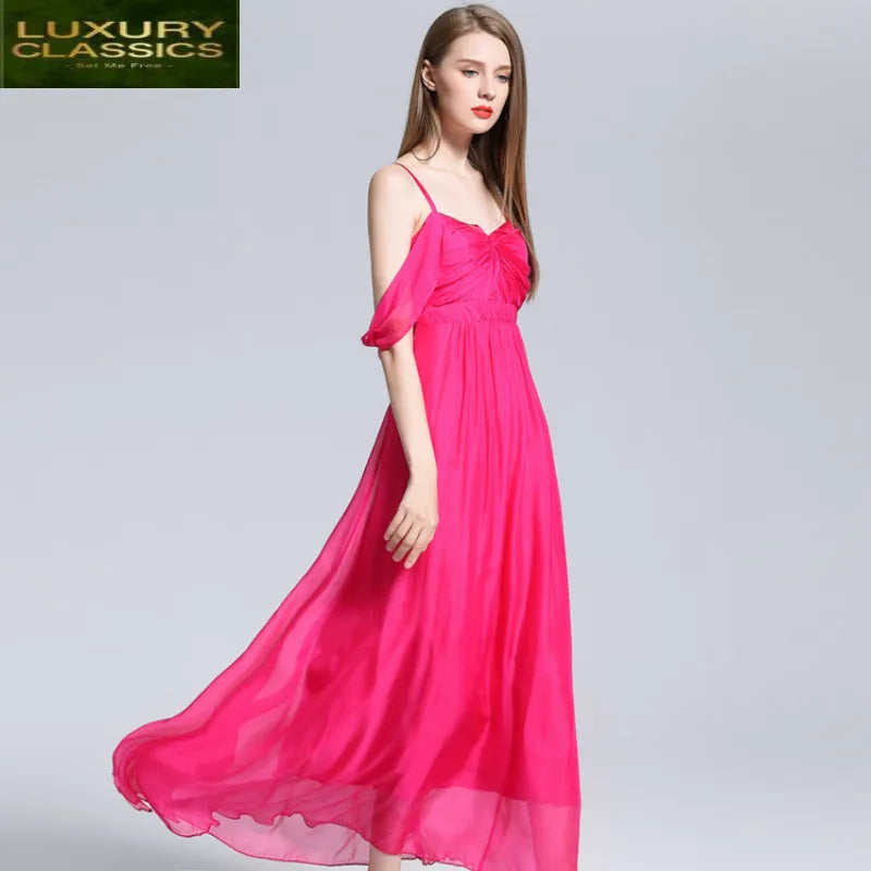 AOOKDRESS Real 100% Summer Dress Silk Dress Women Clothes 2021 Boho Ruffles Maxi Dresses Vintage Elegant Ladies Long Vestidos 18015 AOOKDRESS Real 100% Summer Dress Silk Dress Women Clothes 2021 Boho Ruffles Maxi Dresses Vintage Elegant Ladies Long Vestidos 18015