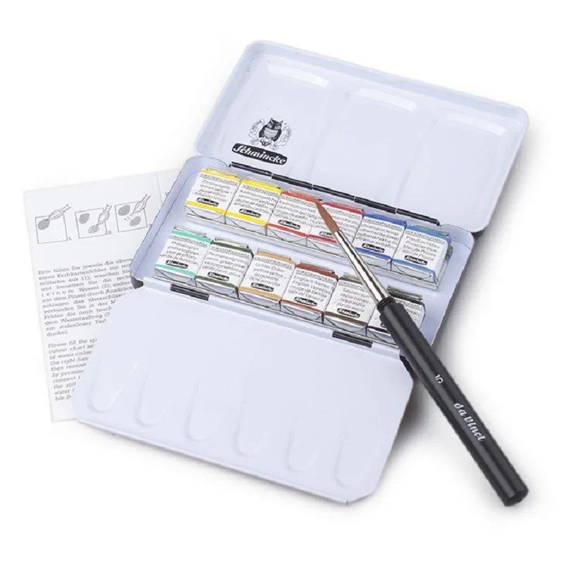 Schmincke 12 Color x 1/2 Pans Professional Painter Watercolor Solid Pa –  AOOKMIYA