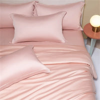 Sondeson Pure Pink 100% Silk Bedding Set Solid Color Duvet Cover Pillow Case Bed Sheet Quilt Cover Double King Queen Bed Sets
