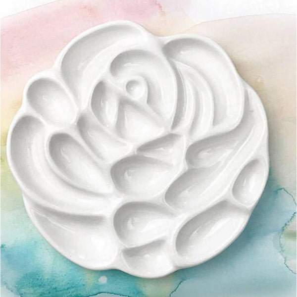 AOOKMIYA Watercolor Palette Ceramic Oil Paint Palette Round Plum Shape White Porcelain for Gouache Tray Art Supplies