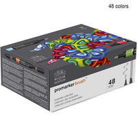 Winsor & Newton 48 Colors Essential Collection Promarker Brush Marker Double Tips (Soft nib/Hard chisel nib)