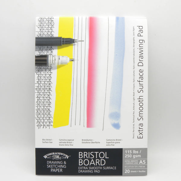 Winsor & Newton Drawing & Sketching Paper Extra Smooth Surface Drawing Pad A5 250gsm 20 Sheets Bristol Board Marker Pen Painting