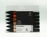 Winsor & Newton Promarker Skin Tones Set Twin Tip Alcohol Based Fast Dry Markers