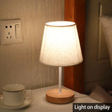 Wooden Table Lamp USB Powered Nightstand Lamp Warm Light Bedside Lamp With Cylinder Lamp Shade Desk Light Bedroom Home Decor