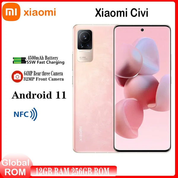Xiaomi Civi 5G Mobile Phone Global Rom 64MP Rear Three Camera  6.55inch 120Hz Android 11 Snapdragon 778G 4500mAh Battery 55W NFC