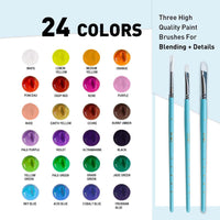 HIMI MIYA Gouache Paint Set , 24 Colors x 30ml Jelly Cup with 3 Brushes