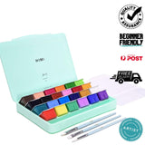 HIMI MIYA Gouache Paint Set, 24 Colors x 30ml Jelly Cup with 3 Brushes